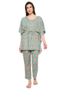Clovia Women’s Rayon Printed Top & Pyjama Set