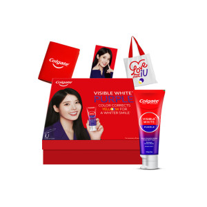 Colgate Visible White Purple Toothpaste with Journal & Tote Bag