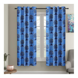 Cortina Floral Light-Filtering Polyester Curtains 9 feet Long (Set of 2)