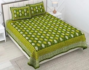 Deal RajasthaniKart Cotton Double Bed Sheet with 2 Pillow Covers Rs. 358