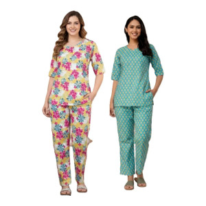 Women & Girl’s Soft Breathable Cotton Night Suit