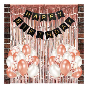 Crackles Happy Birthday Balloons Decoration Combo Kit Rose Gold