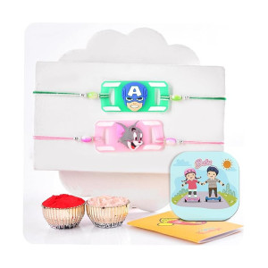CraftVatika Rakhi Set of 2 for Brother Kids with Fridge Magnet