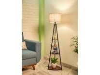 Crosscut Metal Floor Lamp with 3 Shelves Brown Jute Rs. 1705