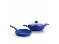 Crystal Kadai Fry Pan Set 2Pcs Blue Rs. 645 Amazon Deal