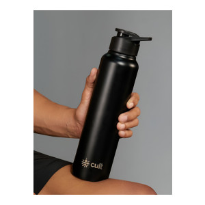CULT Black Brand Logo Stainless Steel Light-weight Flask 1L