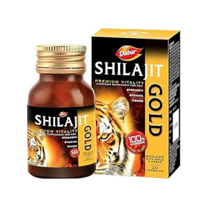 DABUR Shilajit Gold 20 Capsules | 100% Ayurvedic Supplement for Men