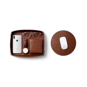 DailyObjects Vegan Leather Tan Desk Tray & Extended Mouse Pad