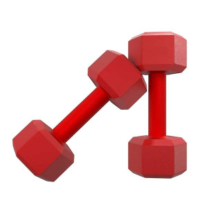 De Jure Fitness Hex Dumbbells PVC Coated Free Weights Set