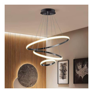 Desidiya Spiral 3 Ring LED Black Finish Hanging Light