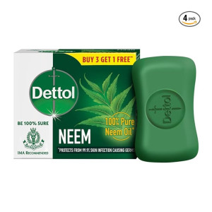 Dettol Neem Bathing Soap Bar with Pure Neem Oil (Buy 3 Get 1 Free) Combo