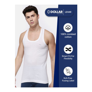 Dollar Lehar Men Combed Cotton Round Neck Vest (Pack of 4)