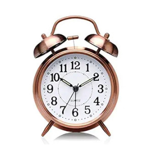 DONDA Vintage Twin Bell Analog Alarm Clock with Night LED Display, Copper