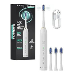 DR VAKU Sonicare+ Electric Toothbrush with 6 Modes, 4 Heads & 60-Day Battery