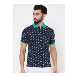 Duke Men Conversational Printed Polo Collar Cotton T-shirt