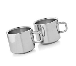 Dynore Stainless Steel Double Wall Tea Cups Set of 2 100ml Rs.183