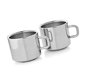 Dynore Stainless Steel Double Wall Tea Cups Set of 2 100ml Rs.183