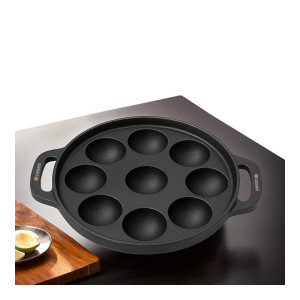 E-COSMOS Pre Seasoned Cast Iron 9 Cavity Appam Patra