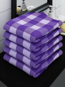 Ecosaviour Cotton Bath Towel Purple Big Checks (5
