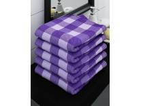 Ecosaviour Cotton Bath Towel Purple Big Checks (5
