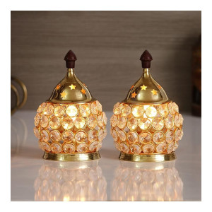 eCraftIndia Brass & Crystal Akhand Diya for Puja & Diwali
