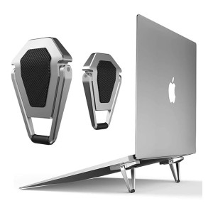 EDNITA Portable Metal Mini Laptop Stand with Aluminium Cooling Pad (Pack of 2)