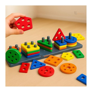 EITHEO Geometric Angle Blocks Montessori Educational Toy for Toddlers 1-3 Years
