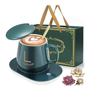 Electric Mug Warmer Pad Set with Lid and Spoon