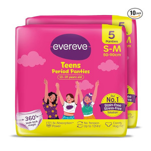 Evereve Teens Period Panties (S-M, Pack of 10) with 360° Anti-Leak Protection & Heavy Flow Care