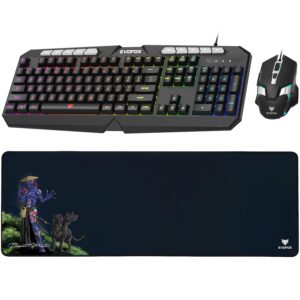 EvoFox Deathray v2 Gaming Keyboard & Mouse Combo with Deskpad