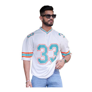 EYEBOGLER Oversized Baggy Fit Drop Shoulder 3/4th Sleeves Cotton Blend Printed T-Shirt for Men