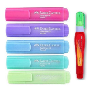 FABER-CASTELL Pastel Highlighter Set With Correction Pen