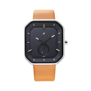 Fastrack After Dark Analog Men Blue Dial Leather Strap Watch