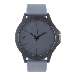Fastrack Tees Grey Dial Silicone Strap Unisex Analog Watch