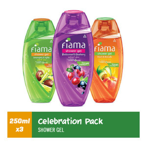 FIAMA Shower Gel (Lemongrass, Blackcurrant, Peach) Pack of 3