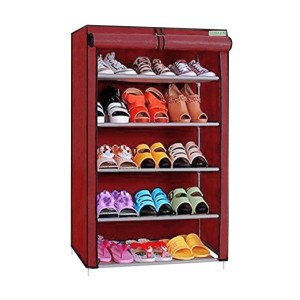 FLIPZON 5 Shelves Shoe Rack Maroon at Rs549 | Amazon Deal