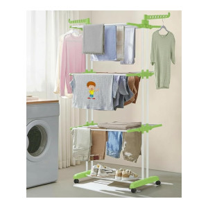 FLIPZON Premium Portable 3 Layer Clothes Drying Stand with Wheels
