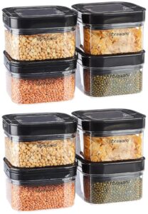 Floraware Food Safe Airtight Container 450ml Set 8 Black
