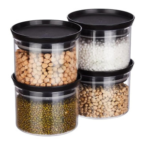 Floraware Plastic Storage Jar and Container Set (Air Tight, BPA Free, 500ml Each, Set of 4)