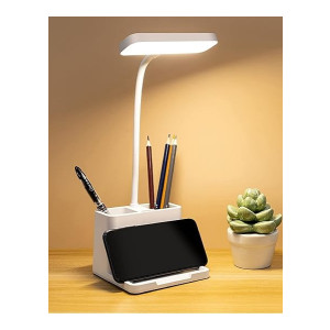 FLYNGO 3 Color Mode LED Study Table Desk Lamp with Pen & Phone Holder