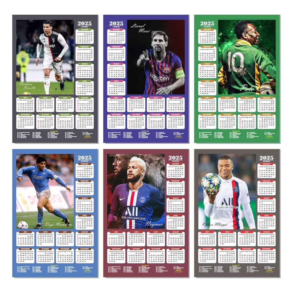 Football Players Wall Calendar 2025