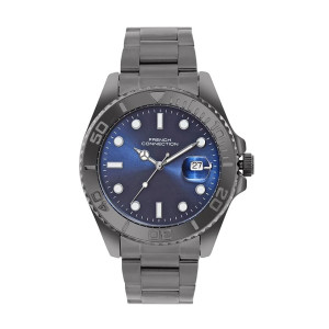 French Connection Apex Blue Round Dial Stainless Steel Watch for Men