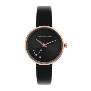 French Connection Analog Black Dial Women’s Leather Watch