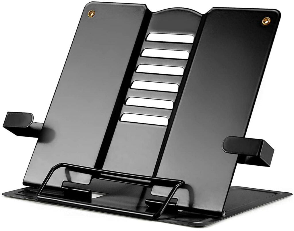 FRENYEAR Metal Book Stand Portable Cookbook Holder Adjustable Recipes Organizer Rs. 285