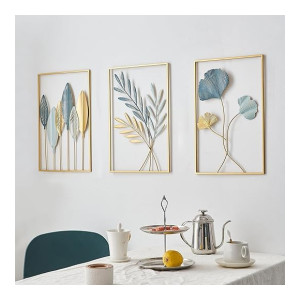 FUNTEREST Gold Leaf Wall Decor Set of 3
