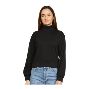 FYLTR Women’s Drop Shoulder Boxy Fit Sweatshirt with Turtle Neck & Balloon Sleeve