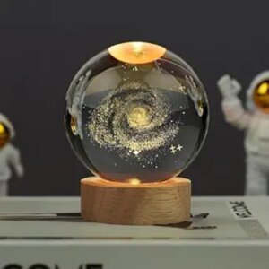 DEAL Galaxy 3D Crystal Ball Night Light with Wooden Base Rs. 238
