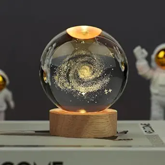 DEAL Galaxy 3D Crystal Ball Night Light with Wooden Base Rs. 238
