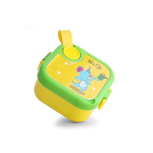 Ganesh Tangy Inner Steel Lunch Box with Multi Sticker for Kids with Spoons BPA Free Food Grade