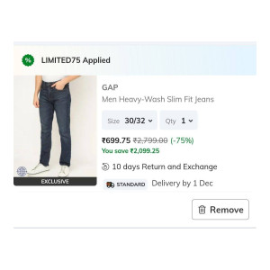 GAP Clothing 75% Off